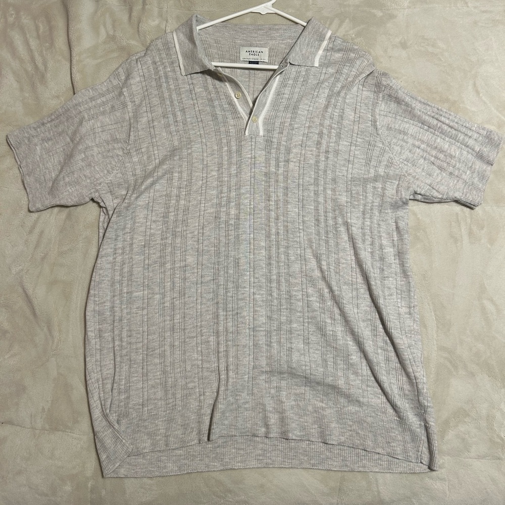 American Eagle Outfitters Light Gray Polo Shirt